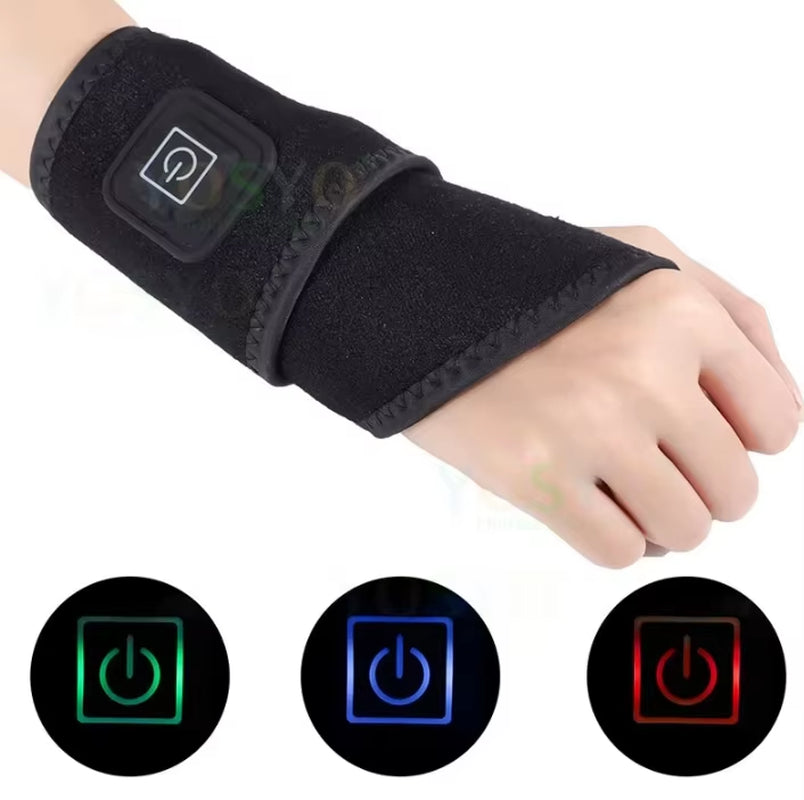 Electrically Heated Wrist Brace with Adjustable and Breathable Black Strap for Sports and Hand Joint Protection Tools